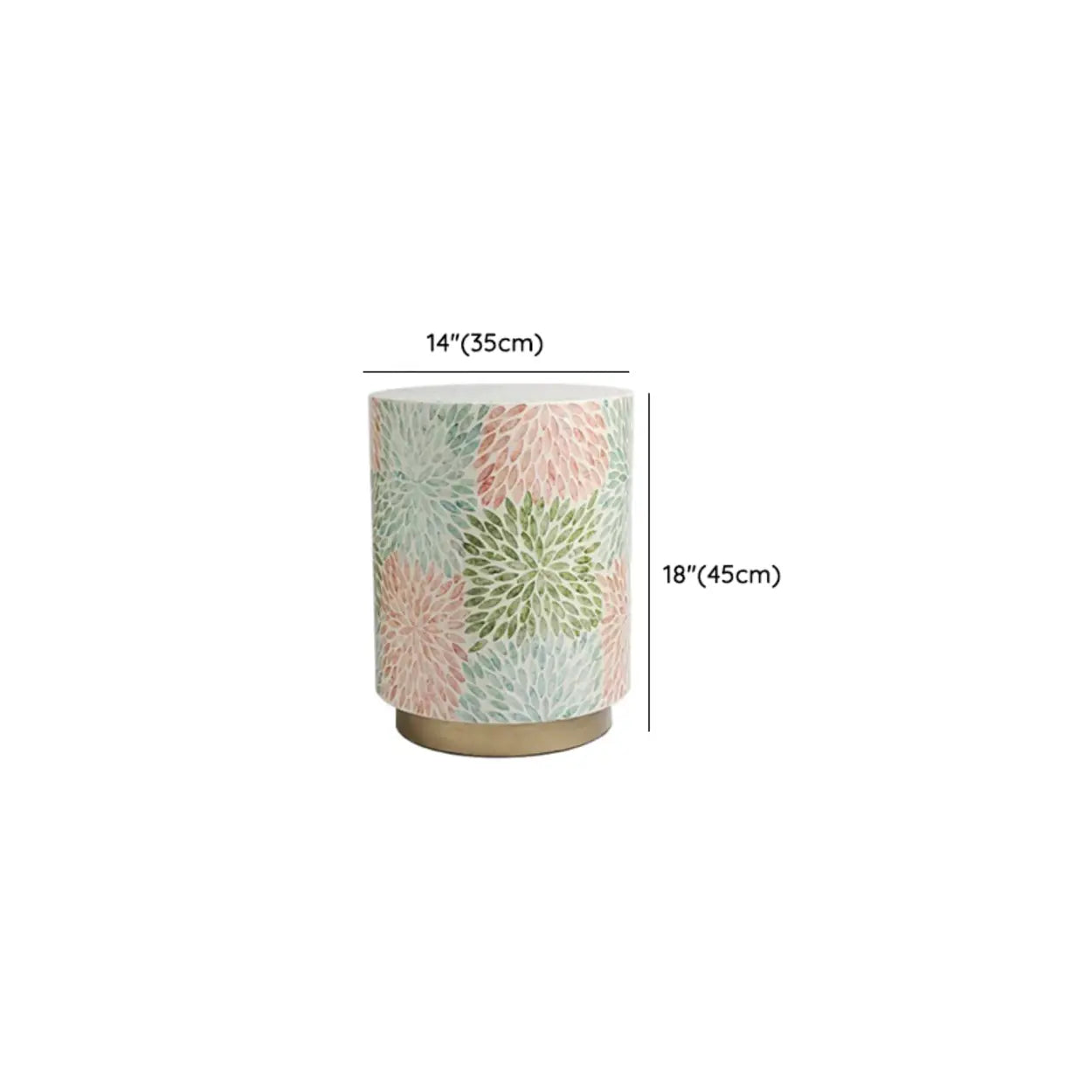 Bohemian White-Green Drum Shell Wood End Table