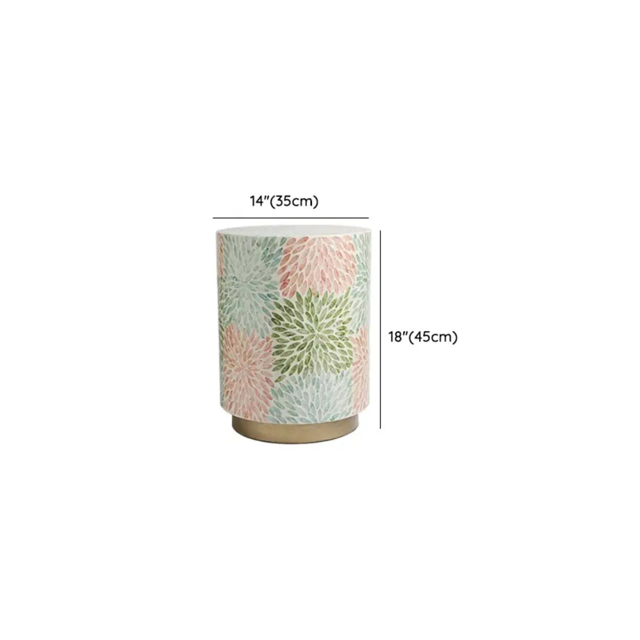 Bohemian White-Green Drum Shell Wood End Table