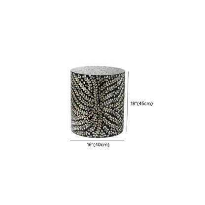 Bohemian White-Green Drum Shell Wood End Table