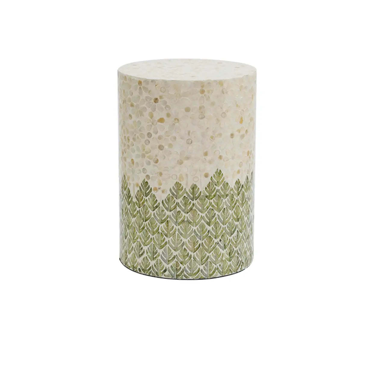 Nordic end shell white coffee tables, Lighom — 20" H x 14" Dia x 14" L / Green & White