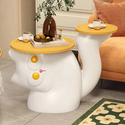 Black Cat-Shaped Resin Circular End Table