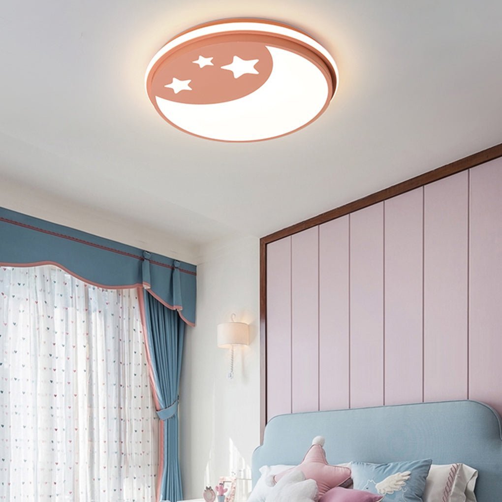 Creative Circular Cartoon Pattern LED Ceiling Lamp for Children's Room-Lighom