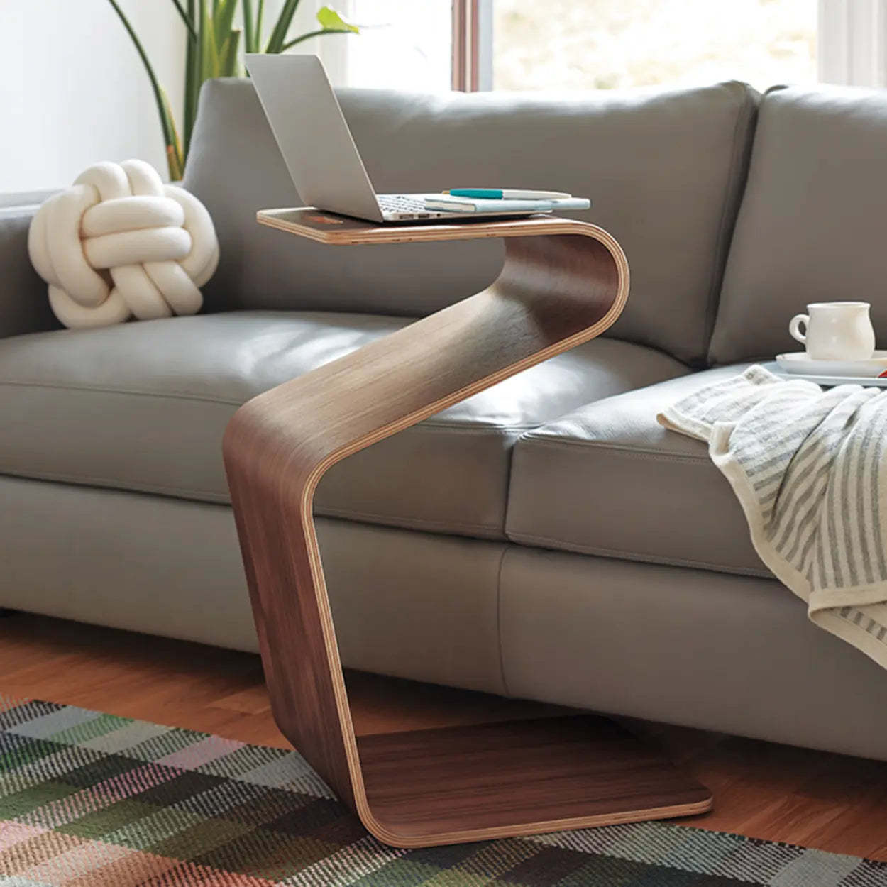 Freeform Natural Wood Chairside Table — Black
