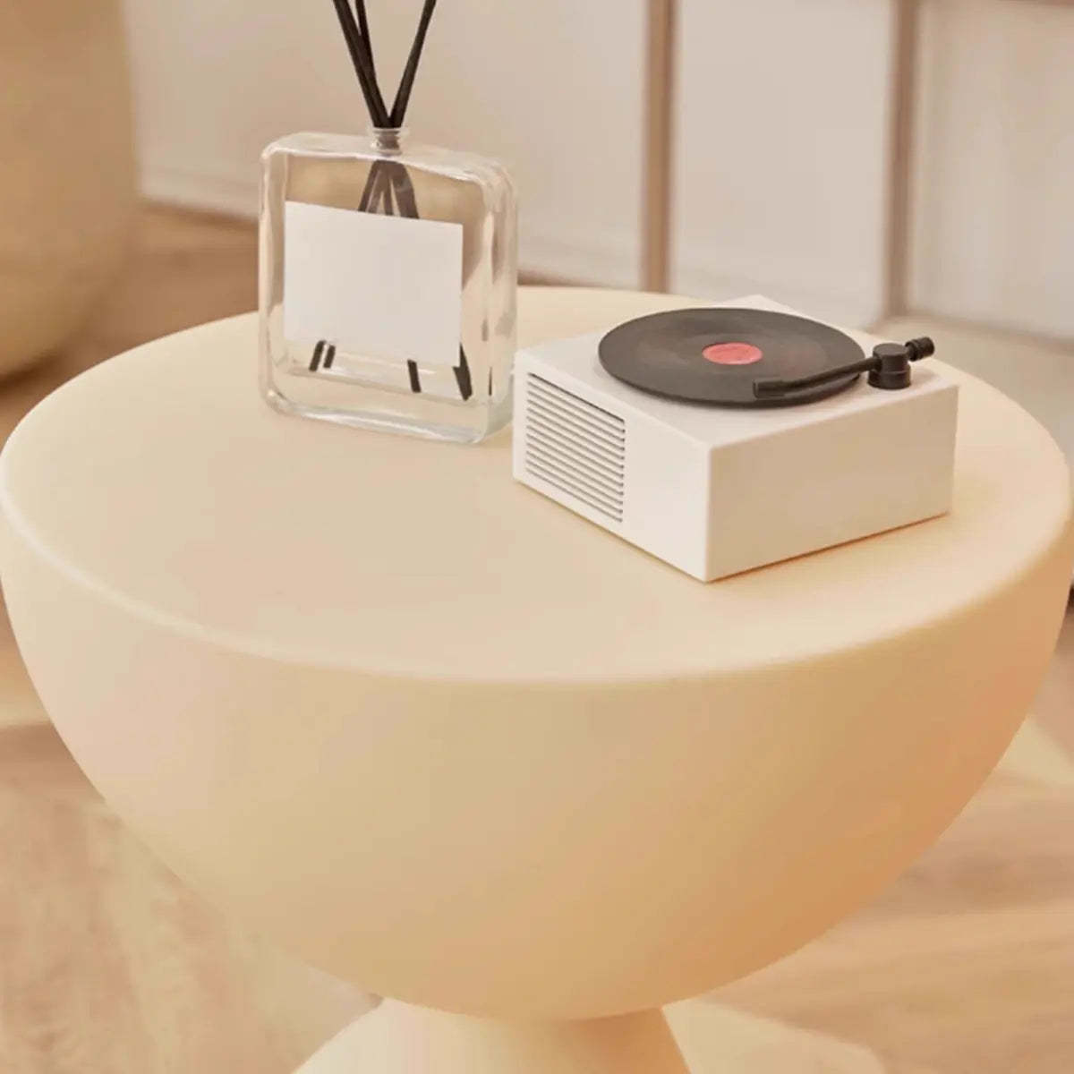 Off-White Acrylic Short Flat-Head End Table