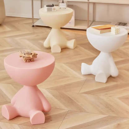 Off-White Acrylic Short Flat-Head End Table