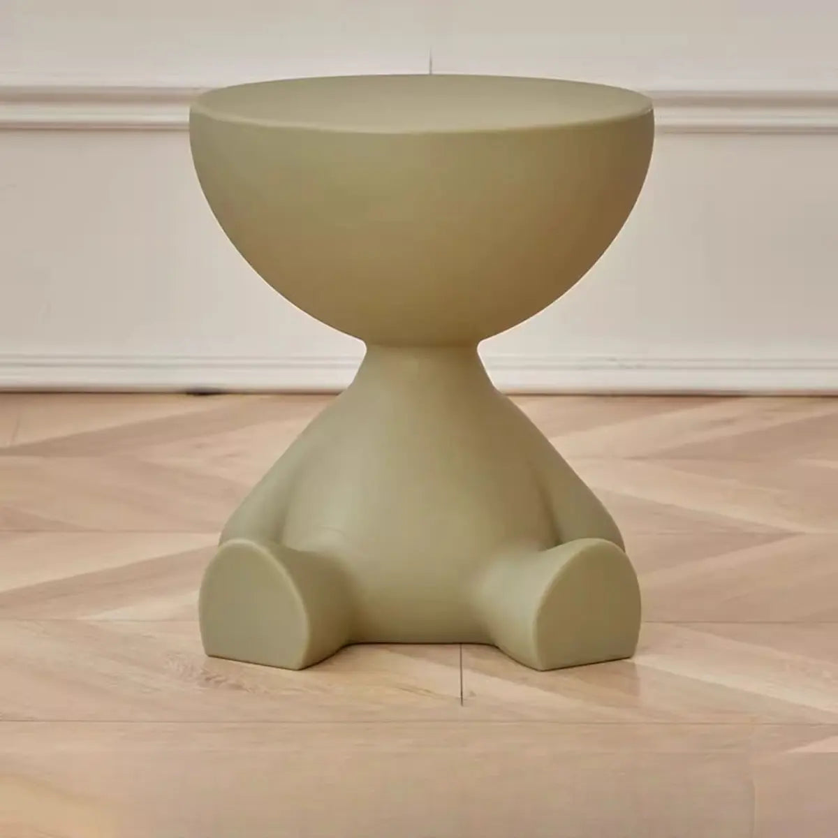 Off-White Acrylic Short Flat-Head End Table