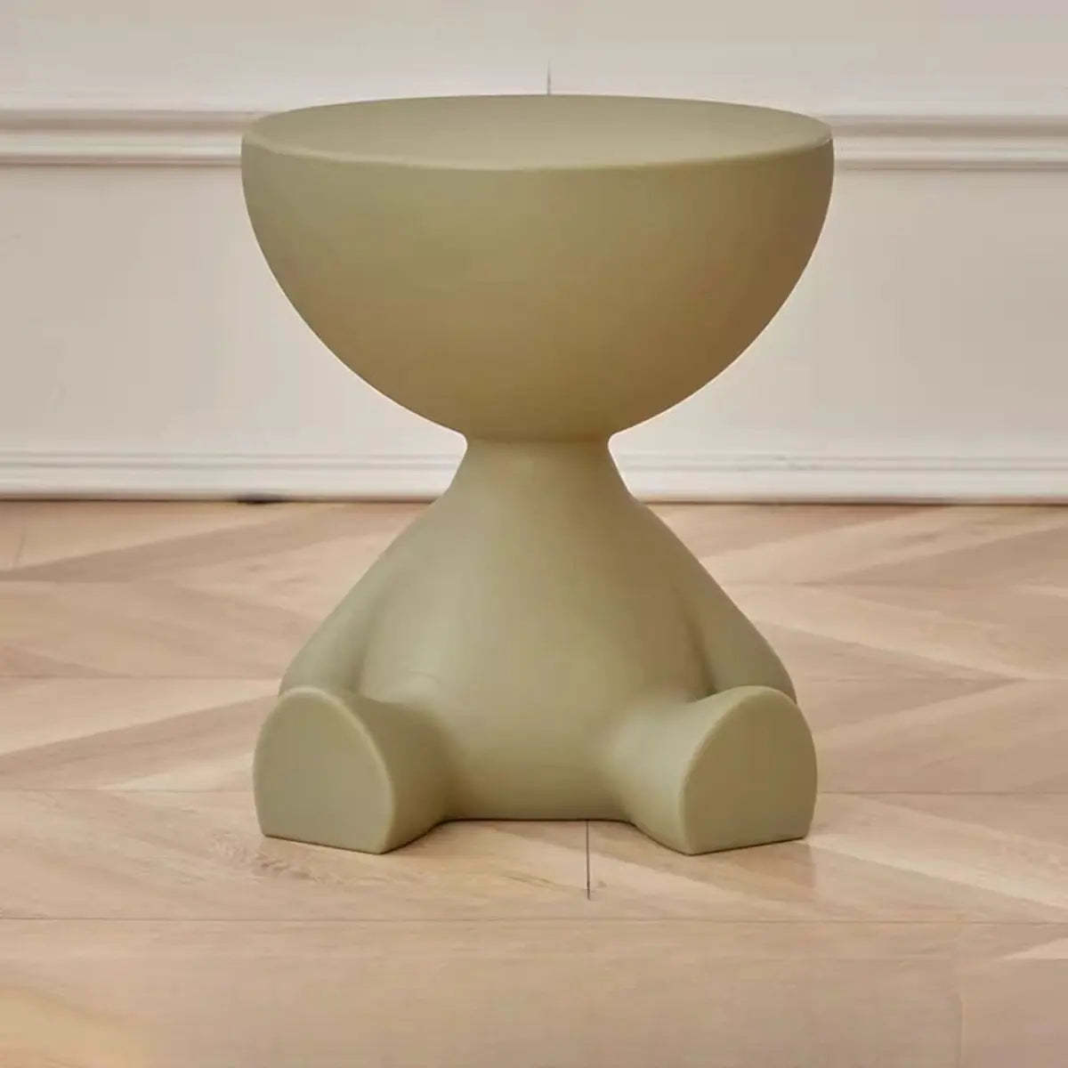 Off-White Acrylic Short Flat-Head End Table
