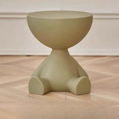 Off-White Acrylic Short Flat-Head End Table