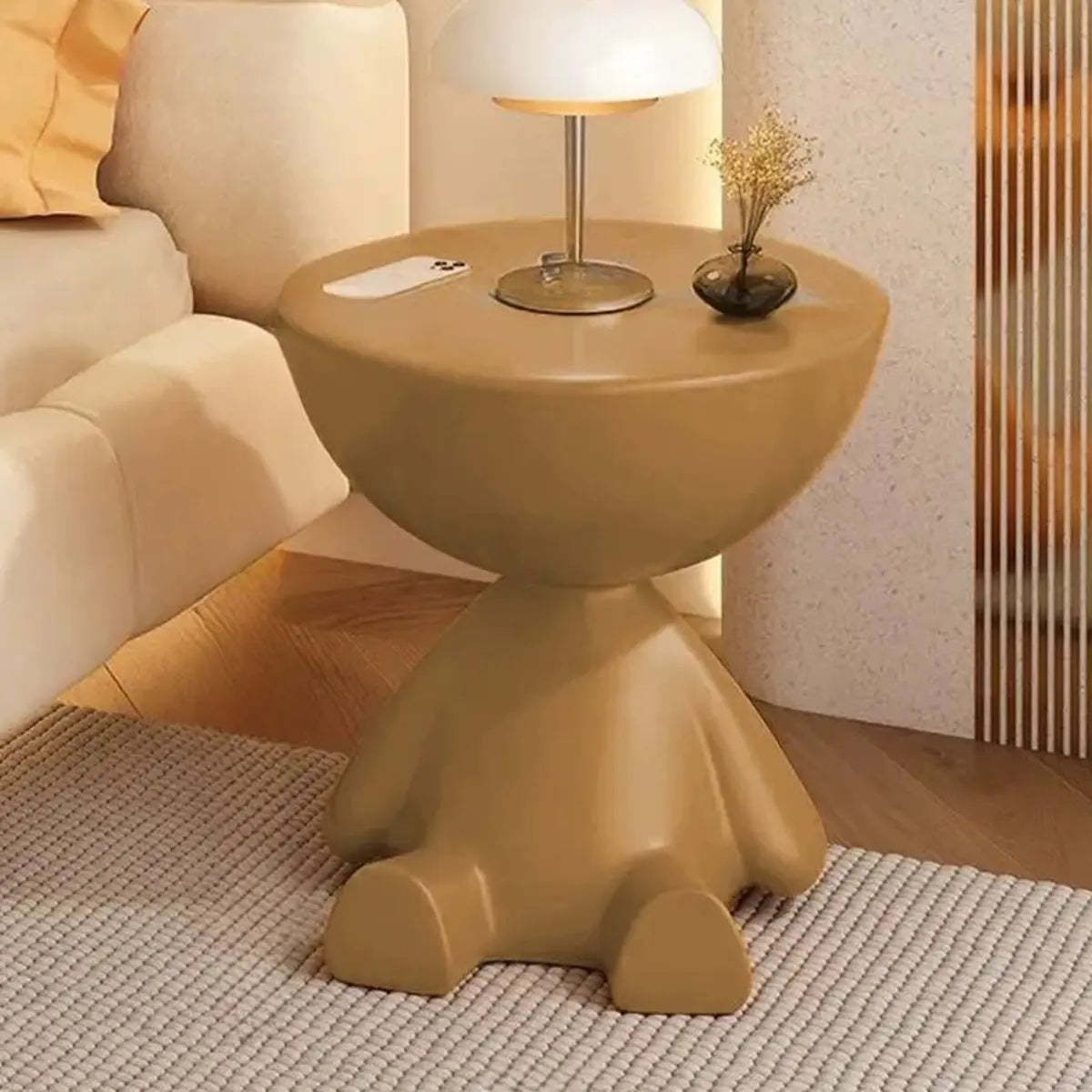 Off-White Acrylic Short Flat-Head End Table