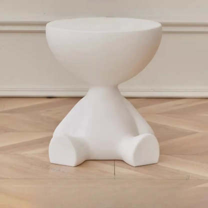 Off-White Acrylic Short Flat-Head End Table — Blue