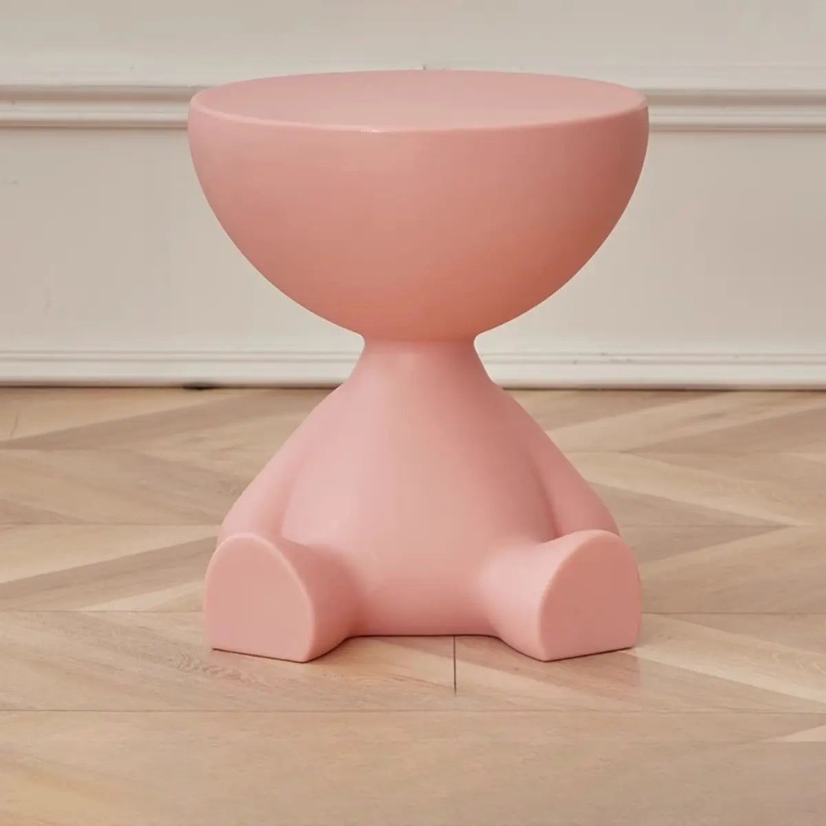 Off-White Acrylic Short Flat-Head End Table — Grey