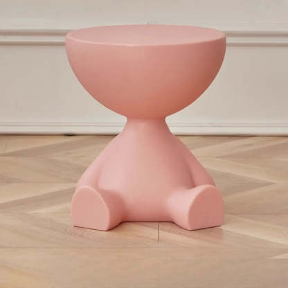 Off-White Acrylic Short Flat-Head End Table — Grey