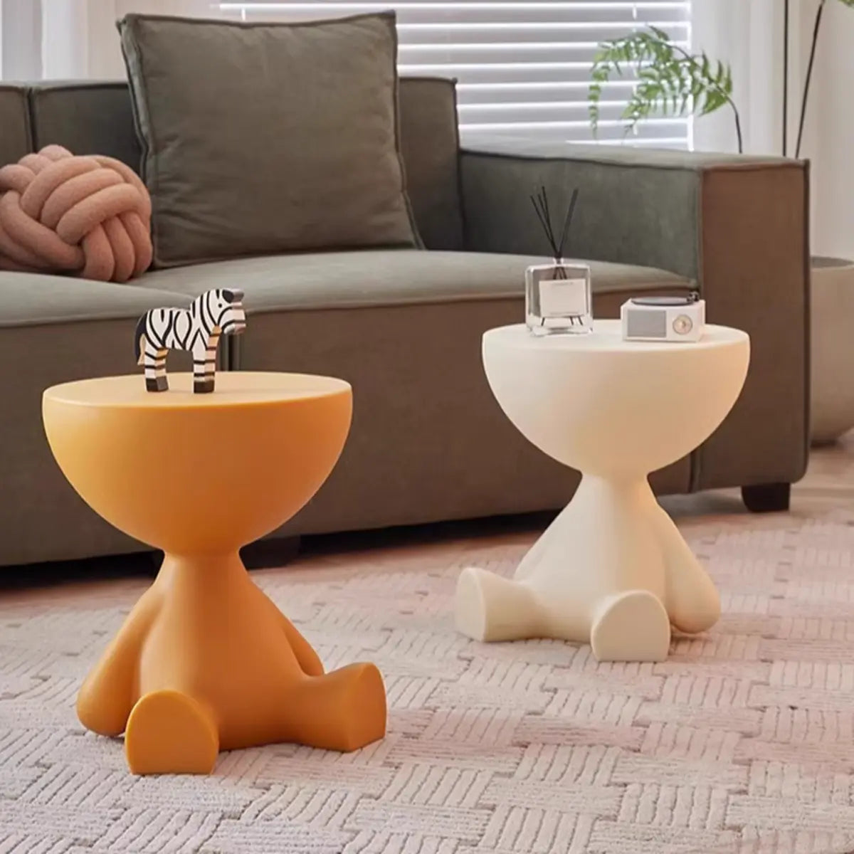 Off-White Acrylic Short Flat-Head End Table — Off-White