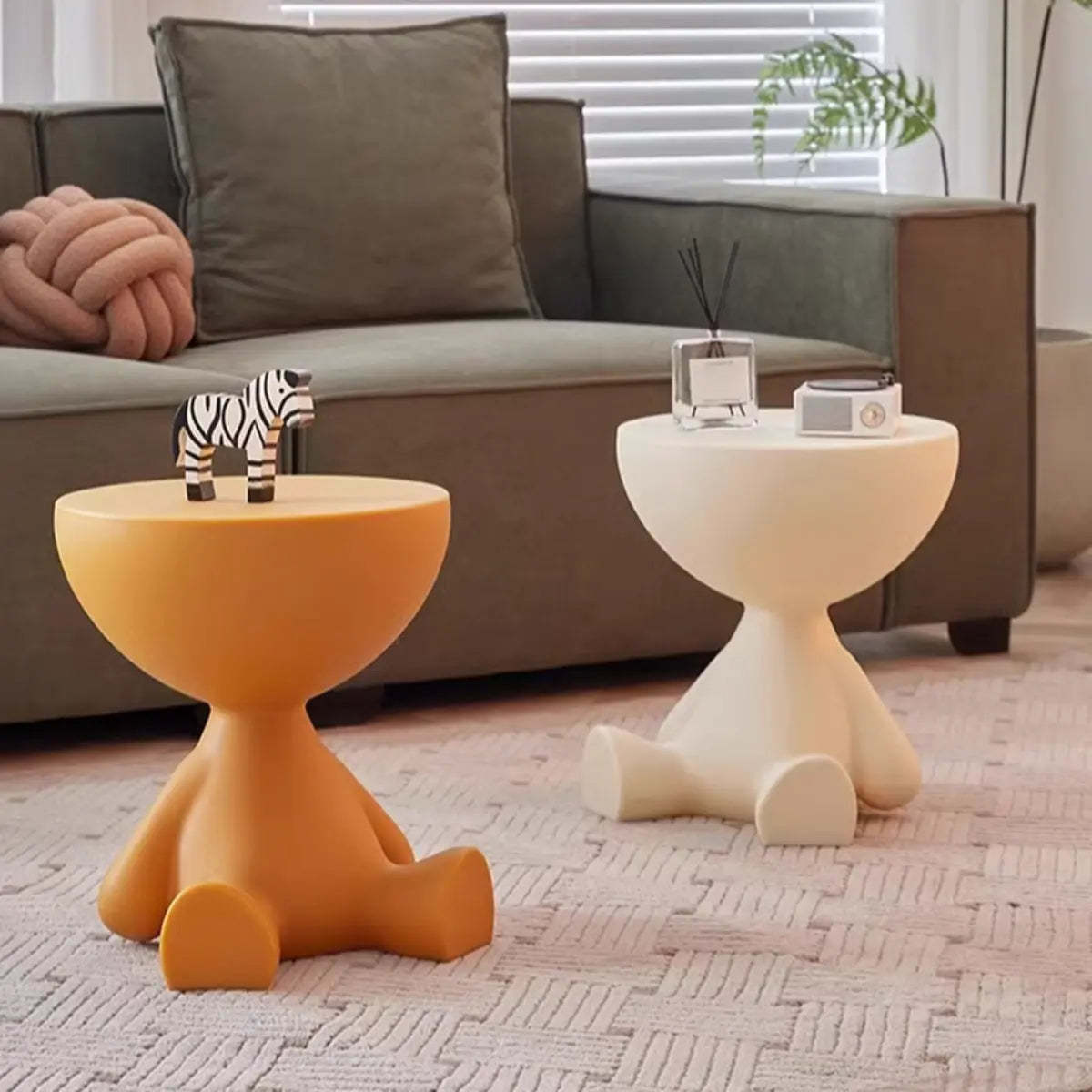 Off-White Acrylic Short Flat-Head End Table — Off-White