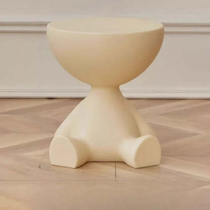 Off-White Acrylic Short Flat-Head End Table — Pink