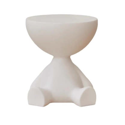 Off-White Acrylic Short Flat-Head End Table — Red