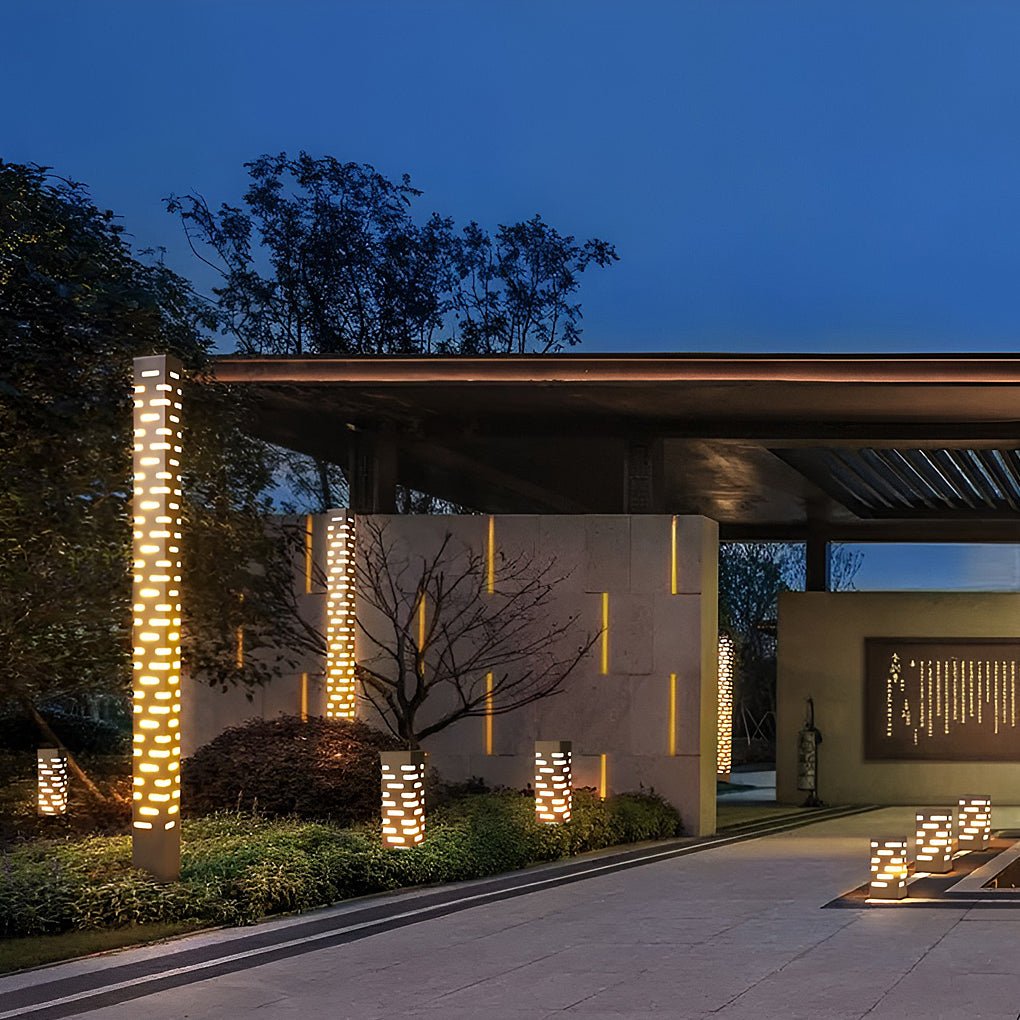 Modern Rectangular Outdoor Pillar Lights - Sleek and Durable-Lighom