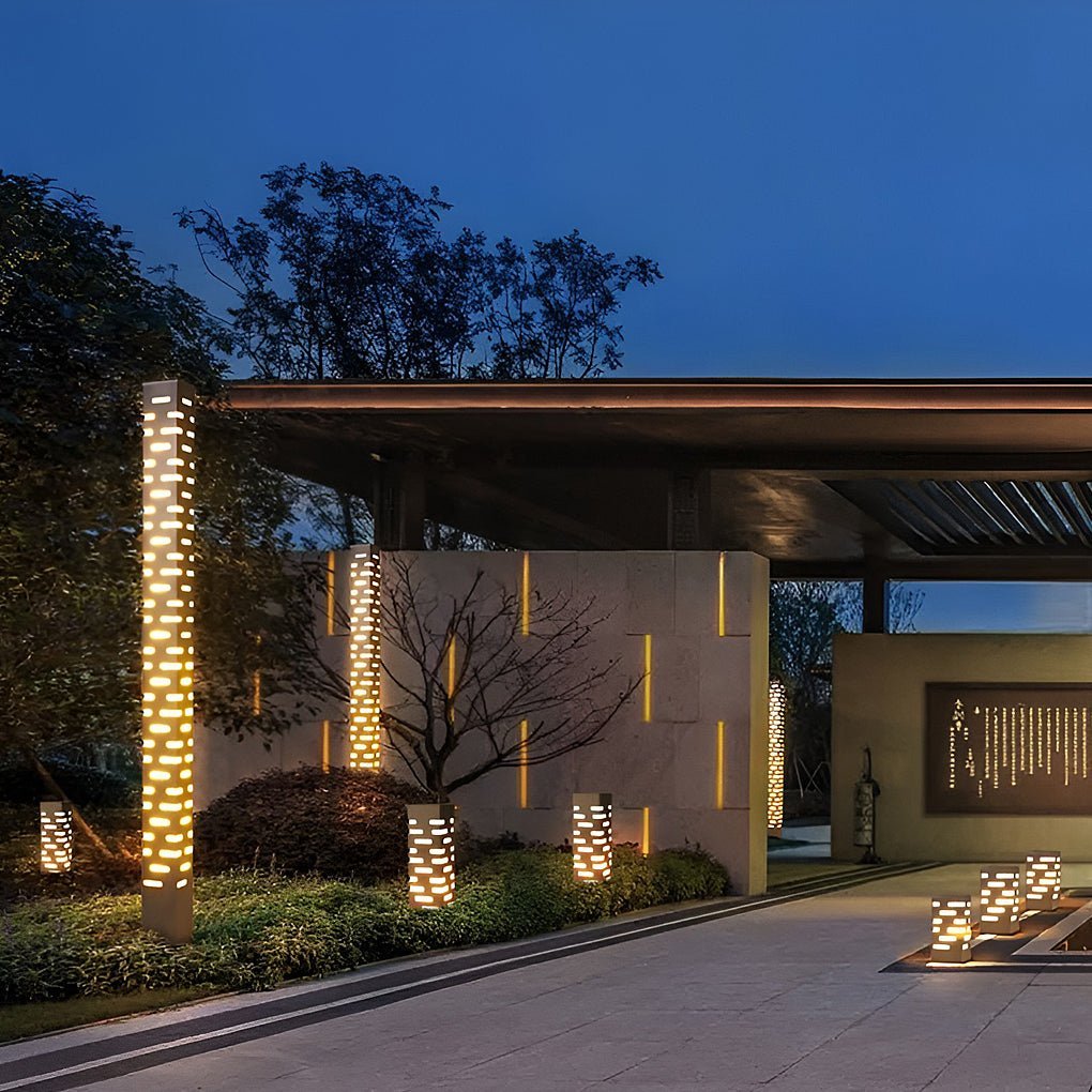 Modern Rectangular Outdoor Pillar Lights - Sleek and Durable-Lighom