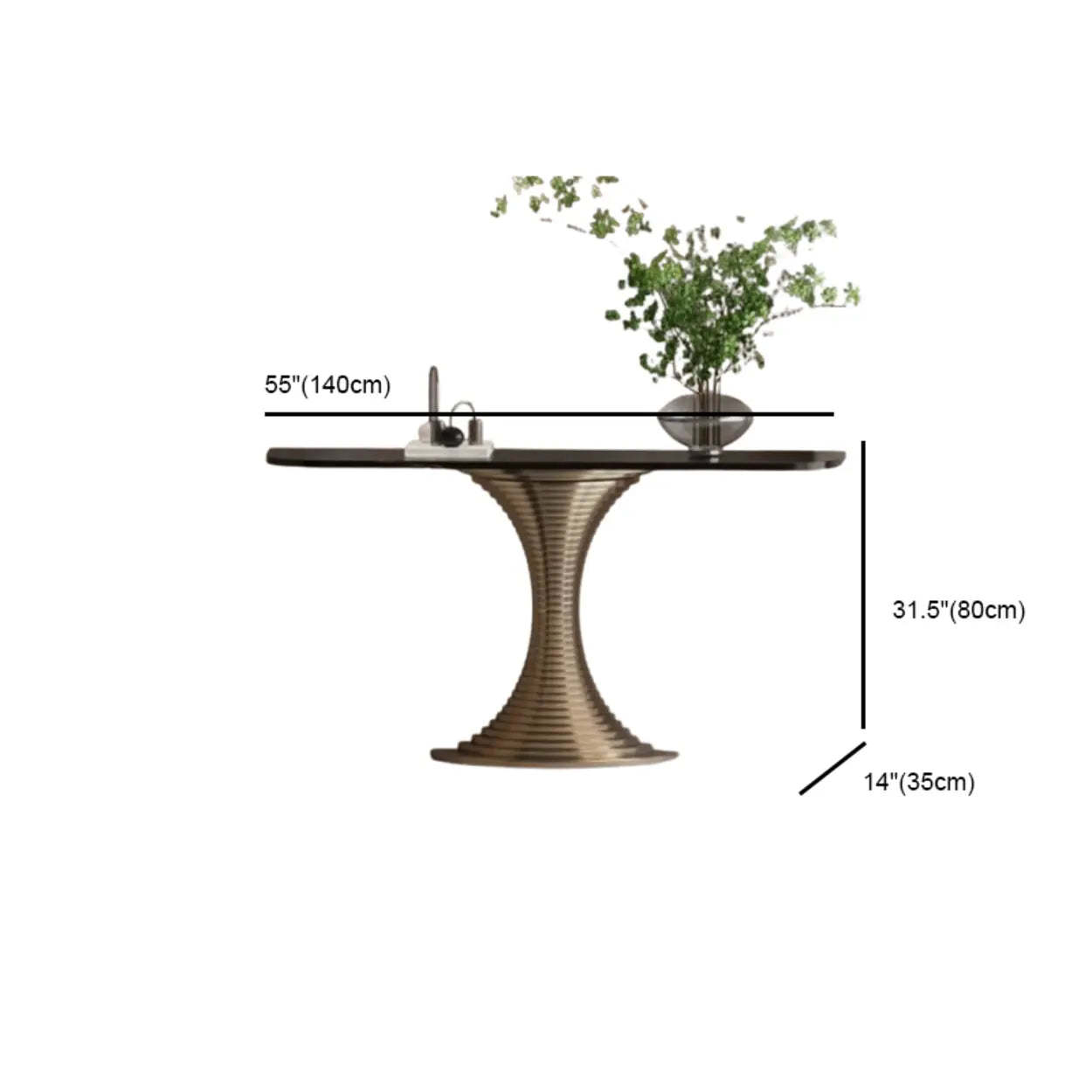 Pedestal Half-Moon Sintered Stone Console Table