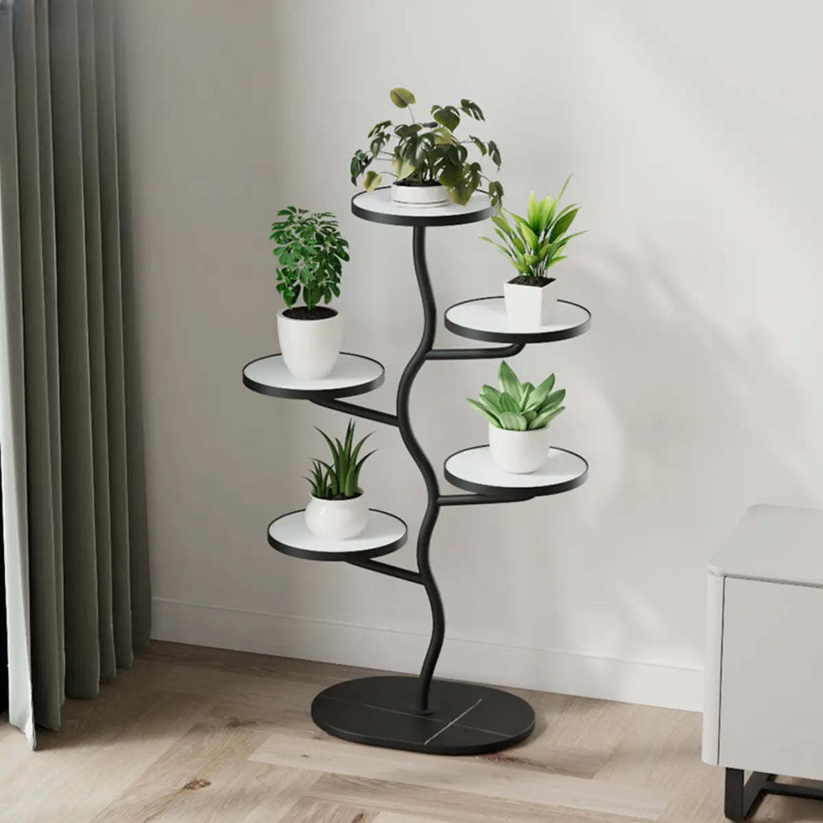 Round stand -f1 plant stand h in stone — Black