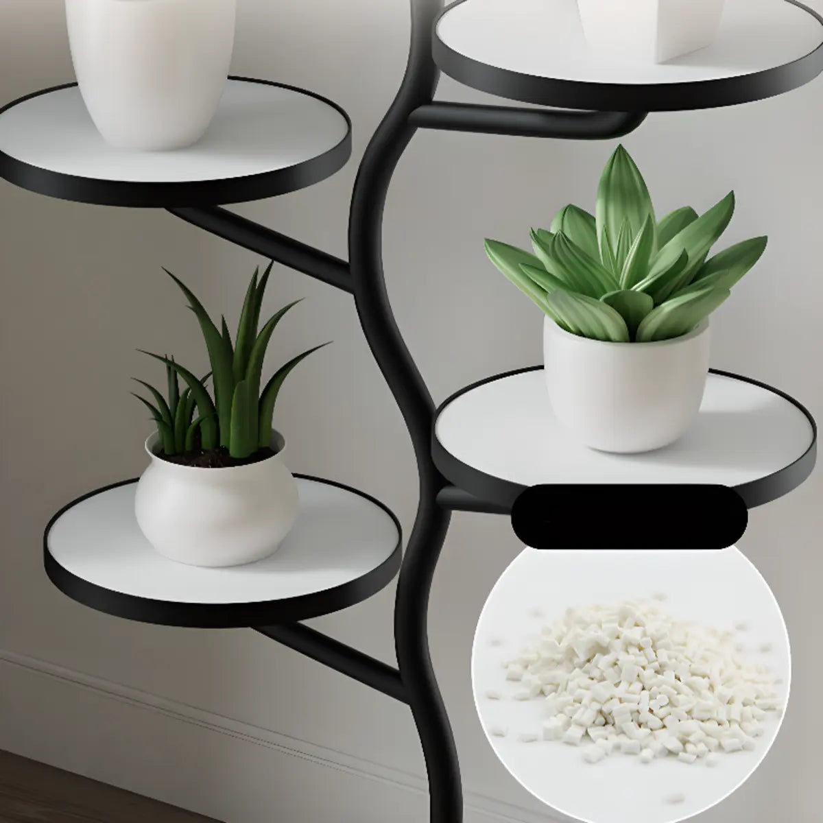 White Stone Tree Round Tray Plant Stand