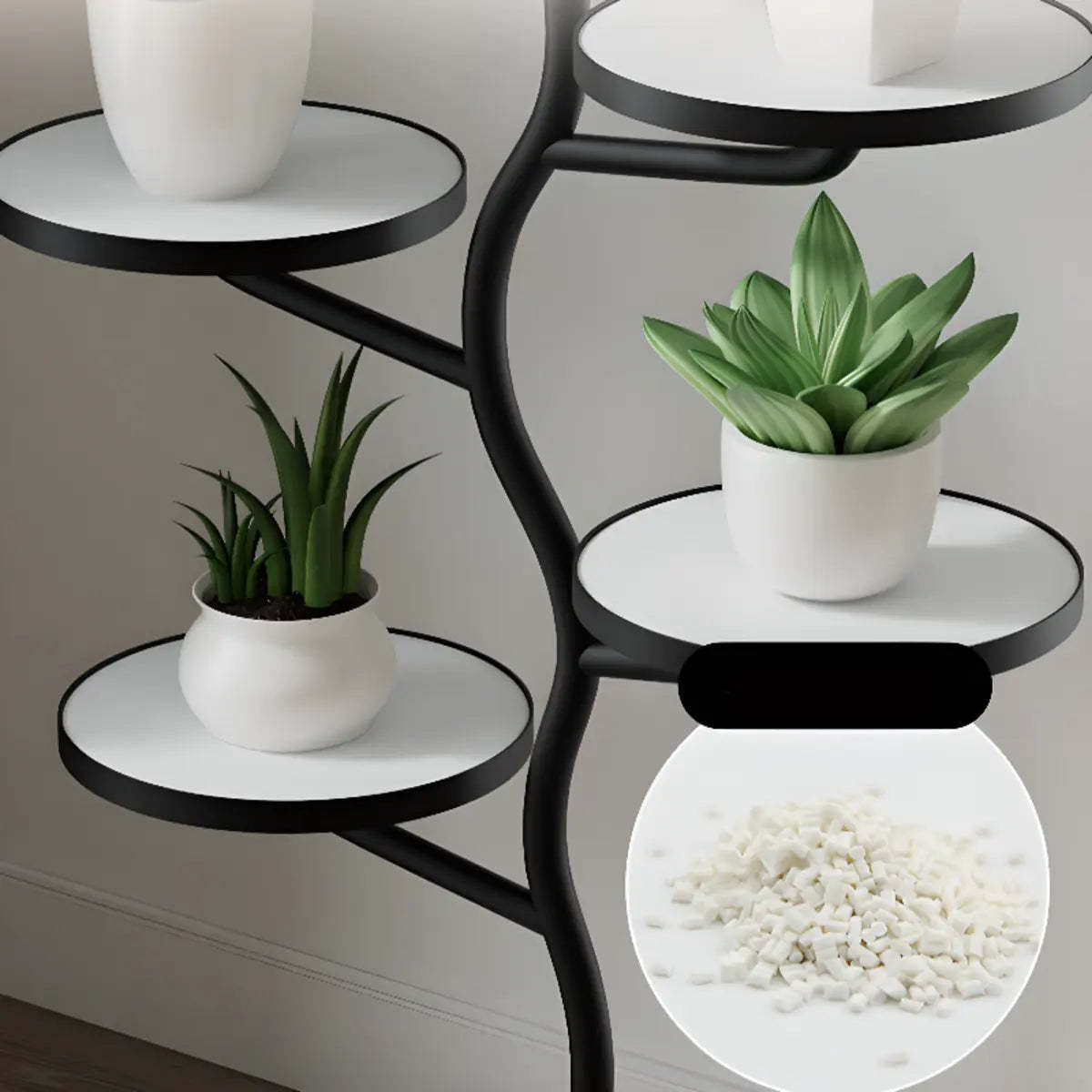 White Stone Tree Round Tray Plant Stand
