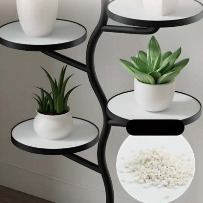 White Stone Tree Round Tray Plant Stand