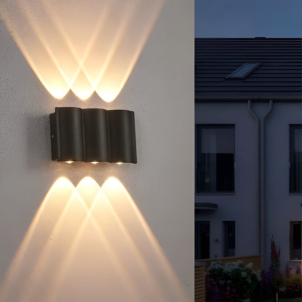 Creative Wave Arc Design Up and Down Lights LED Outdoor Wall Lights Wall Sconces Waterproof-Lighom