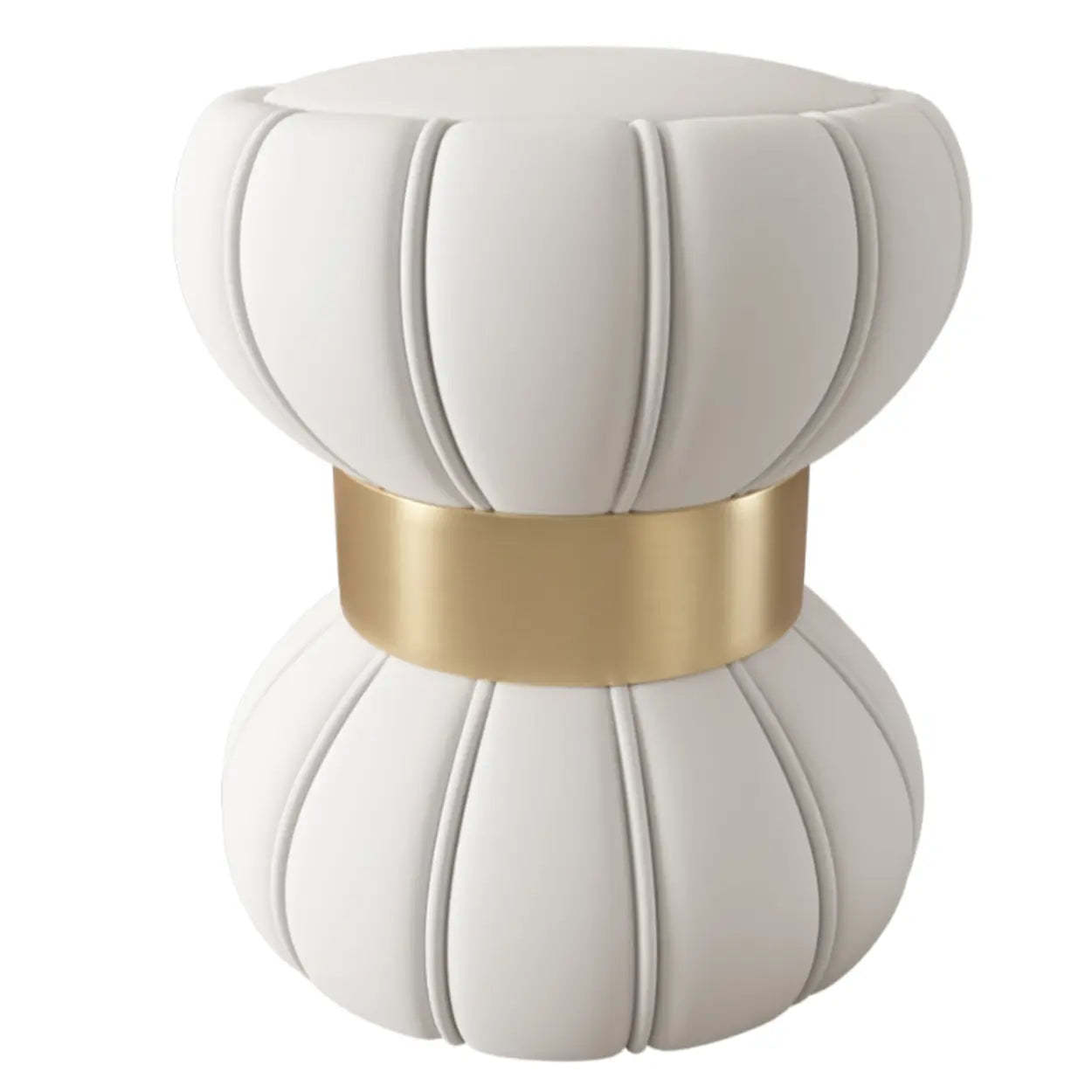 White Drum Velvet Upholstered Vanity Stool