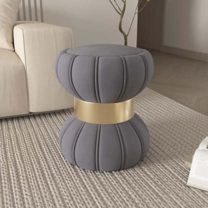 White Drum Velvet Upholstered Vanity Stool