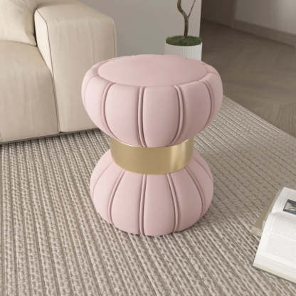 White Drum Velvet Upholstered Vanity Stool