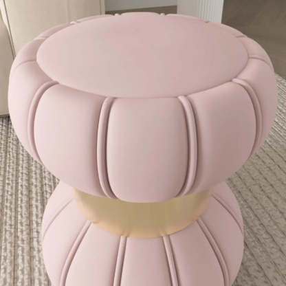 White Drum Velvet Upholstered Vanity Stool
