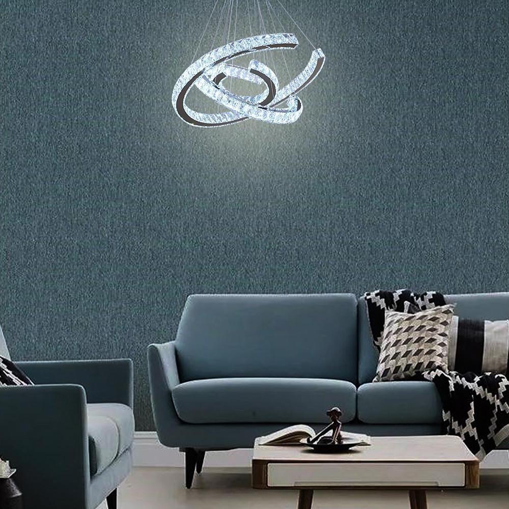 Wave Flush Mount Lighting for Dining Room LED Crystal Stainless Steel Ceiling Lights-Lighom