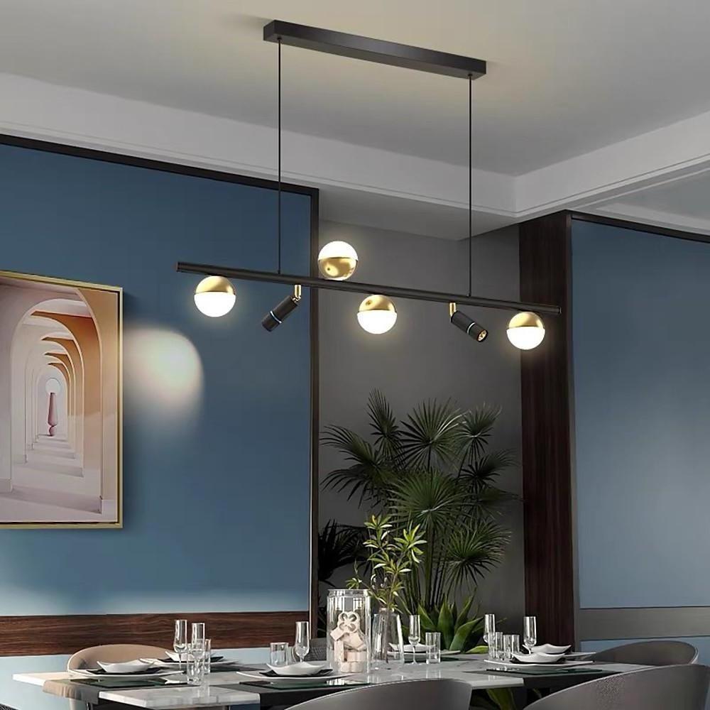 Black synthetic island linear pendant lighting - modern — 8-Light