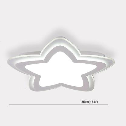 Star Shape Metal Flush Mount White Ceiling Light with a Finish and Single LED Light-Lighom