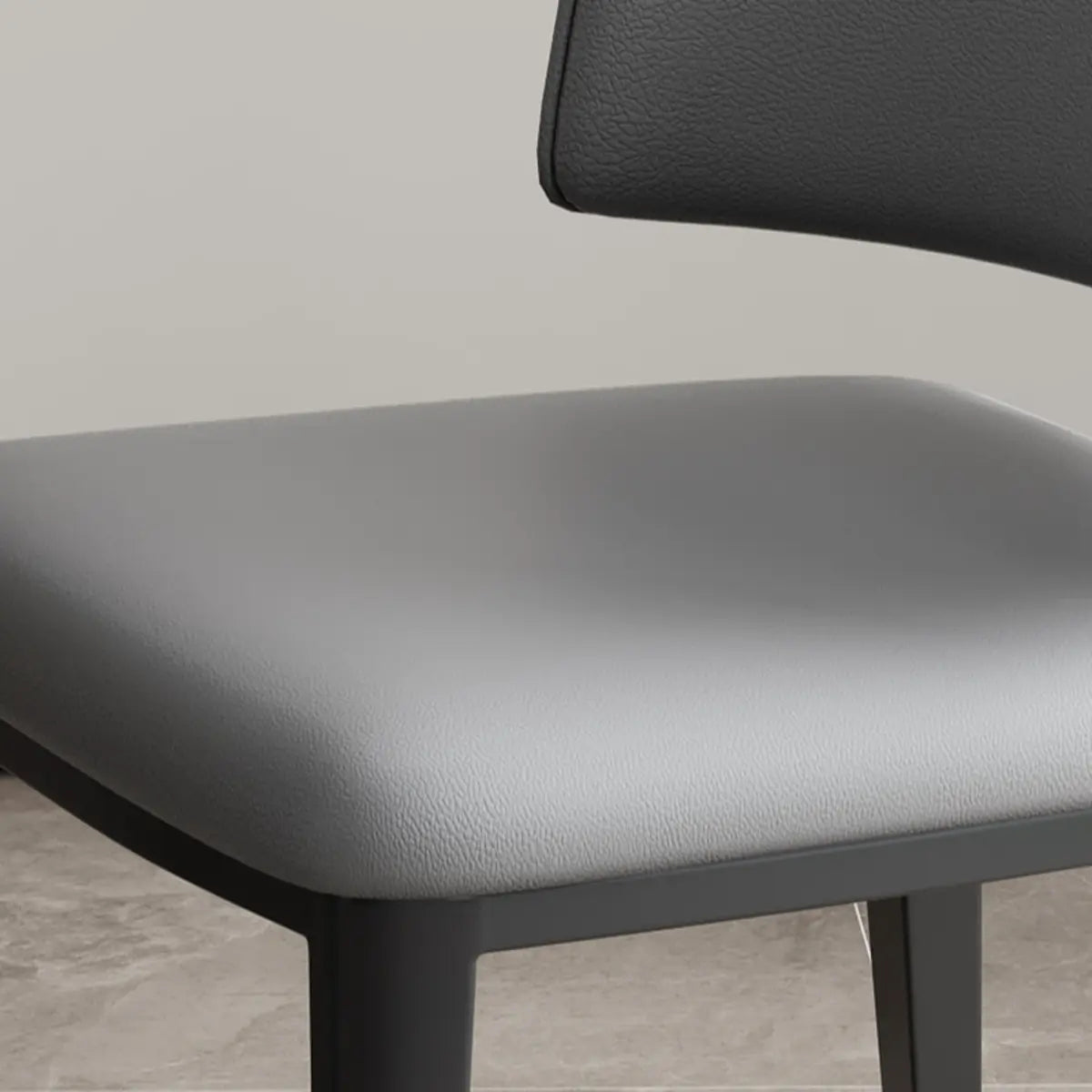 Curved-Back Armless Leather Dining Chair
