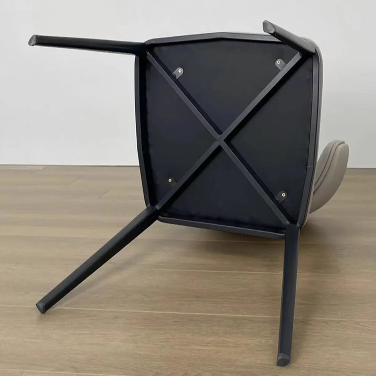 Curved-Back Armless Leather Dining Chair