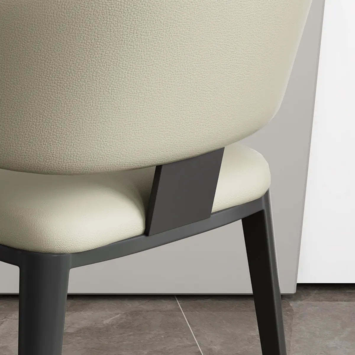 Curved-Back Armless Leather Dining Chair