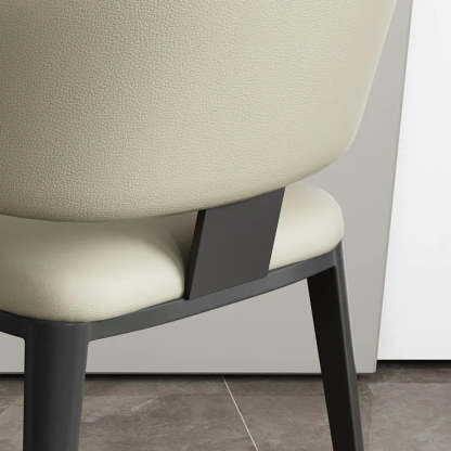 Curved-Back Armless Leather Dining Chair