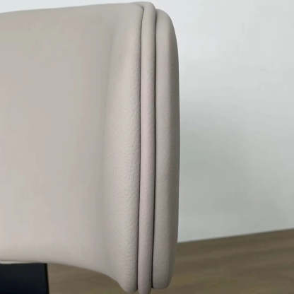Curved-Back Armless Leather Dining Chair