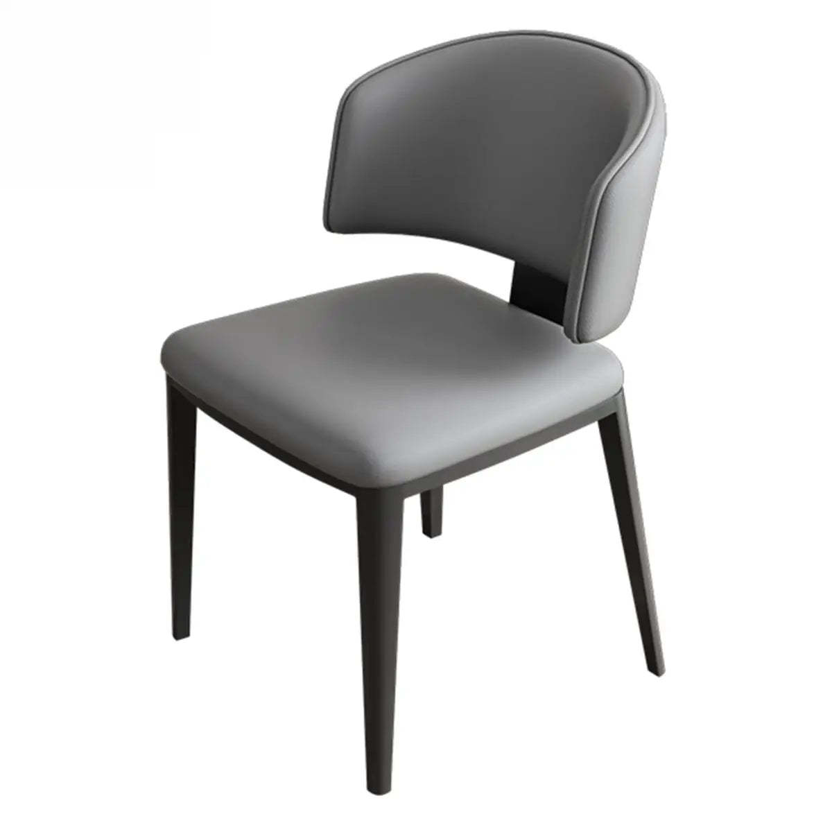 Curved-Back Armless Leather Dining Chair — Off-White
