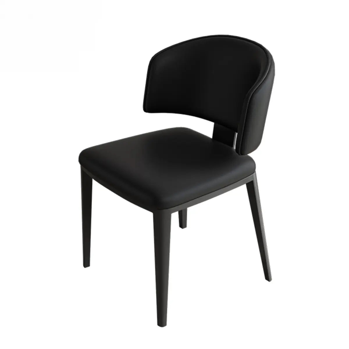Curved-Back Armless Leather Dining Chair — Orange