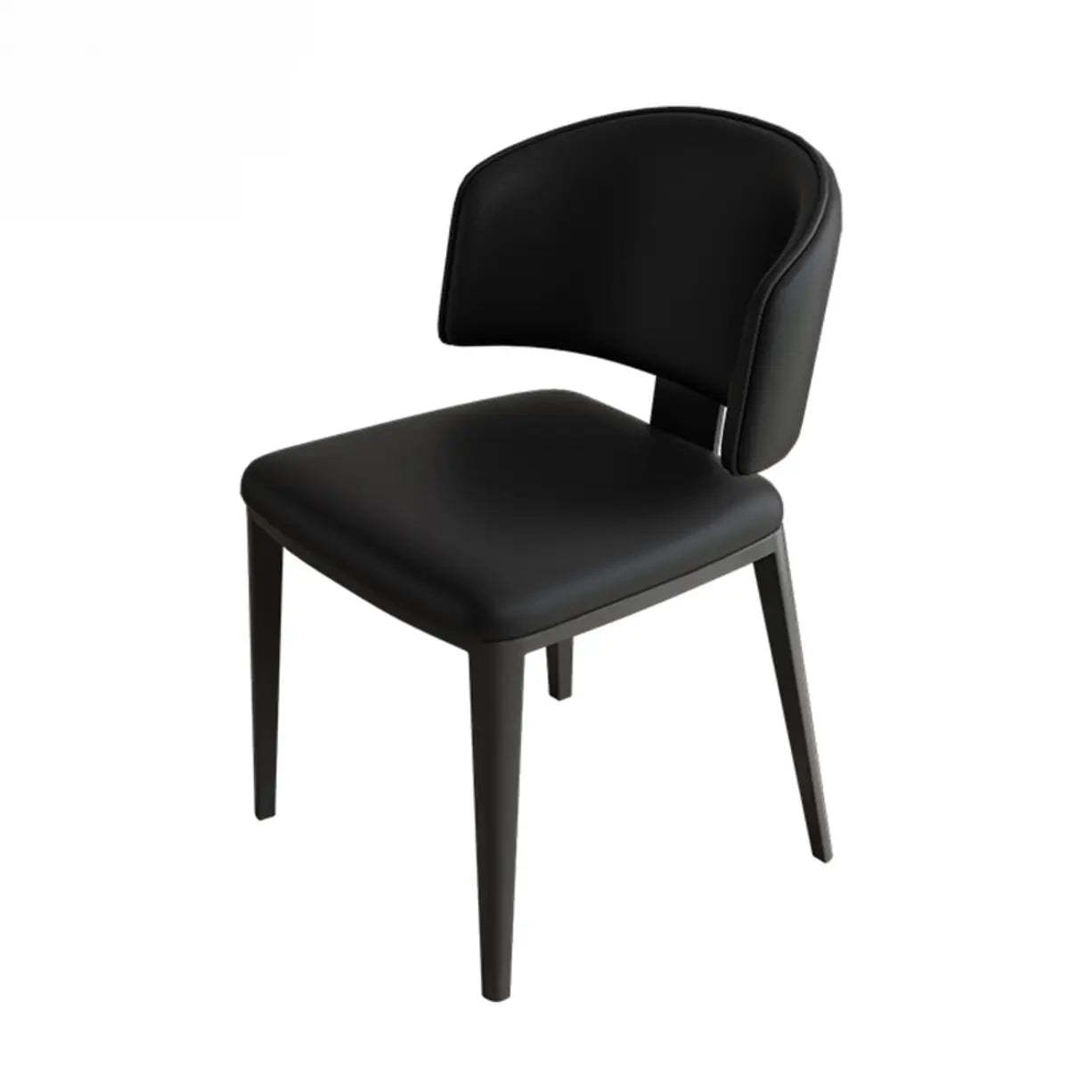 Curved-Back Armless Leather Dining Chair — Orange
