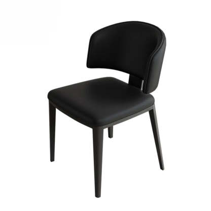 Curved-Back Armless Leather Dining Chair — Orange