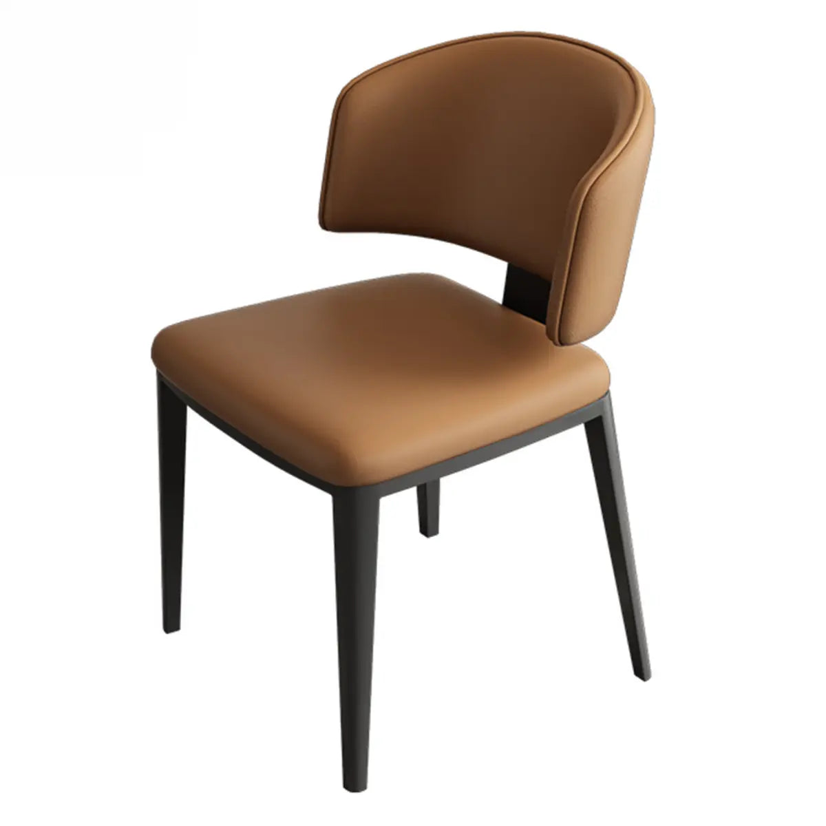Curved-Back Armless Leather Dining Chair