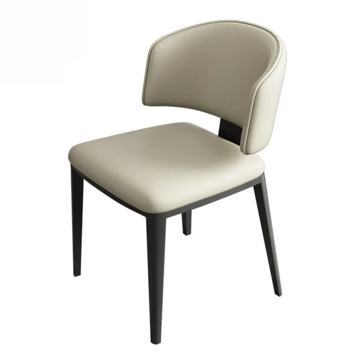 Curved-Back Armless Leather Dining Chair