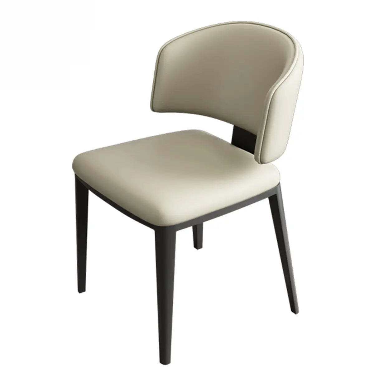 Curved-Back Armless Leather Dining Chair