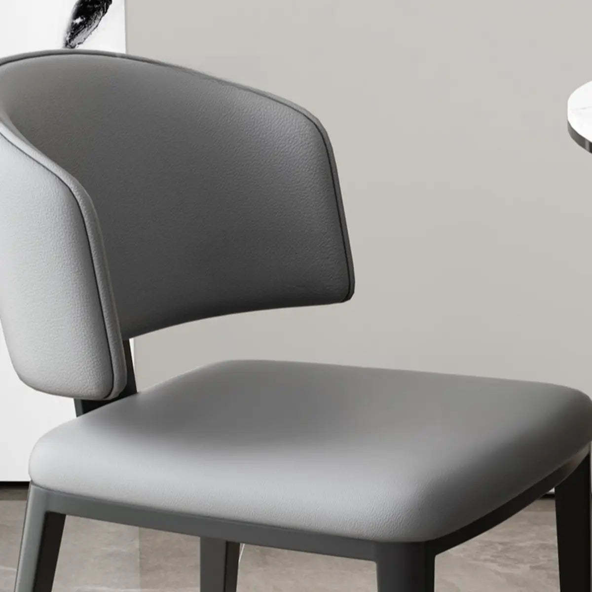 Curved-Back Armless Leather Dining Chair