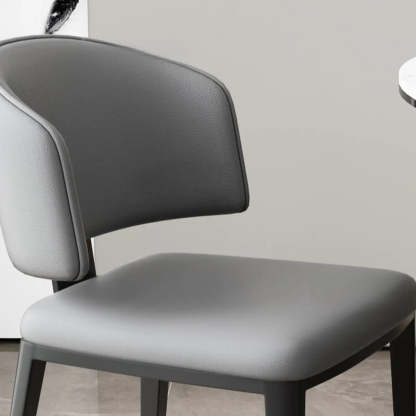 Curved-Back Armless Leather Dining Chair