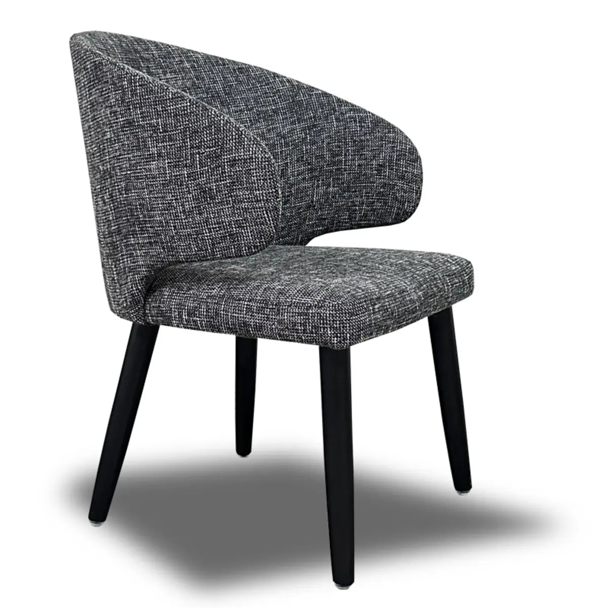 Black Curved-Back Upholstered Arm Dining Chair — Green